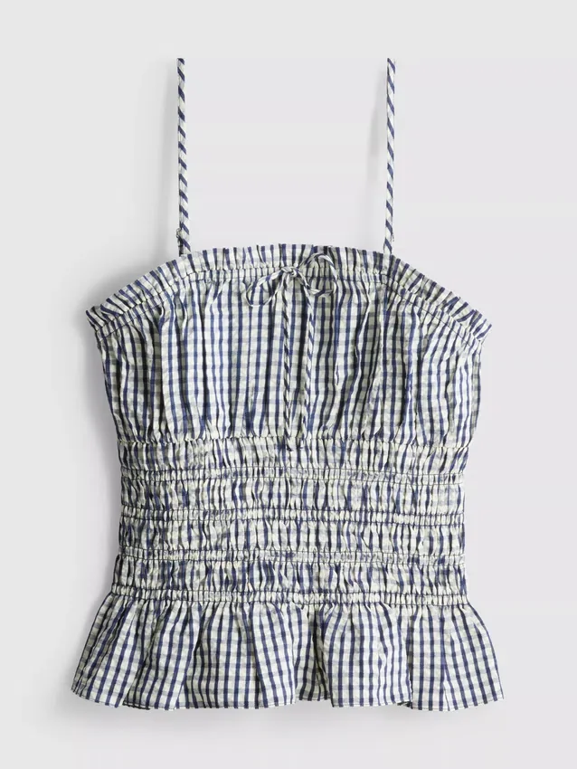 Rynkad peplum-cami-top i gingham