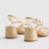 Sandaler med bred passform, raffia-kant och blockklack
