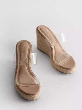 Sandaler med kilklack i plexiglas