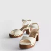 Sandaler med klackskor i imitationsmocka och nitar