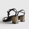Sandaler med remmar och vävd blockklack