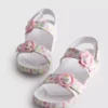 Sandaler med tryckt rem och dubbla spännen
