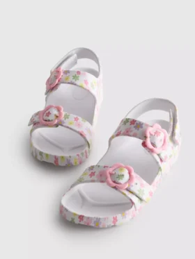 Sandaler med tryckt rem och dubbla spännen