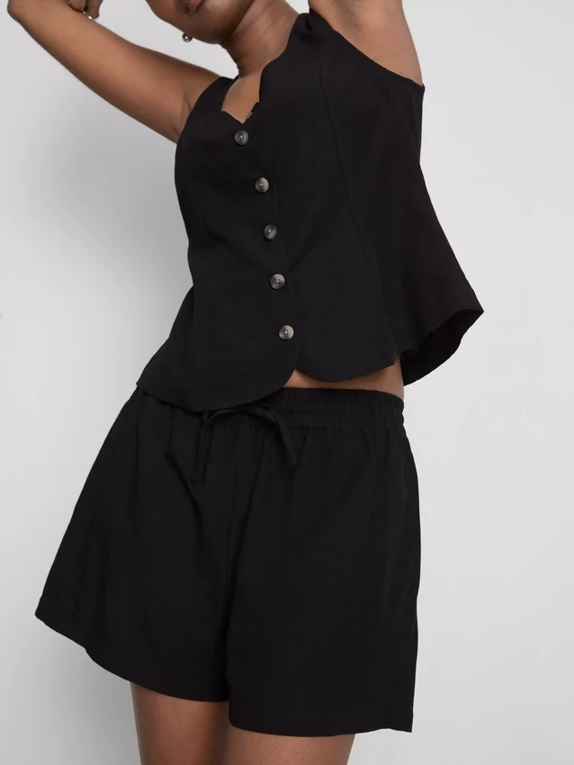 Shorts i bomullsblandning med elastisk midja
