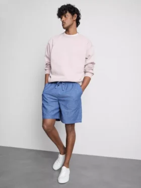 Shorts i linneblandning med dragsko