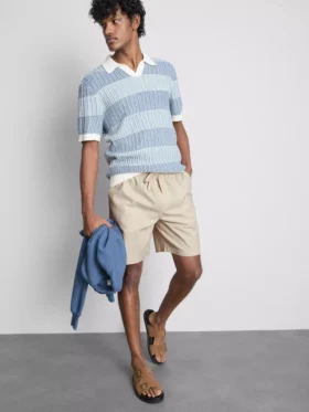 Shorts i linneblandning med dragsko