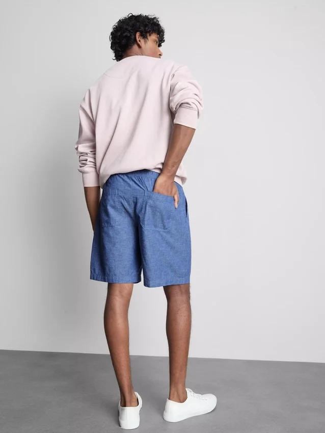 Shorts i linneblandning med dragsko