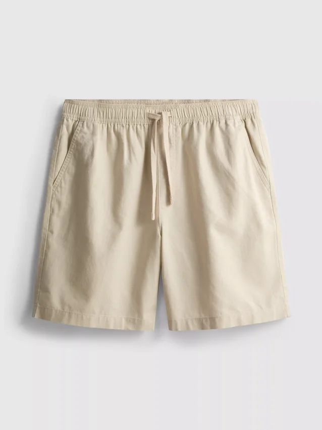 Shorts i linneblandning med dragsko