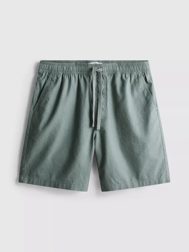 Shorts i linneblandning med dragsko