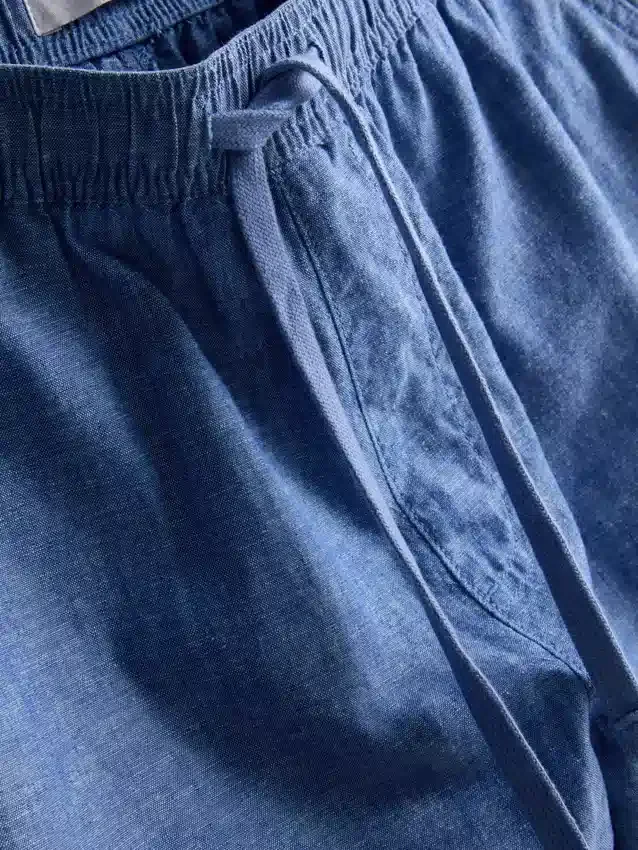 Shorts i linneblandning med dragsko