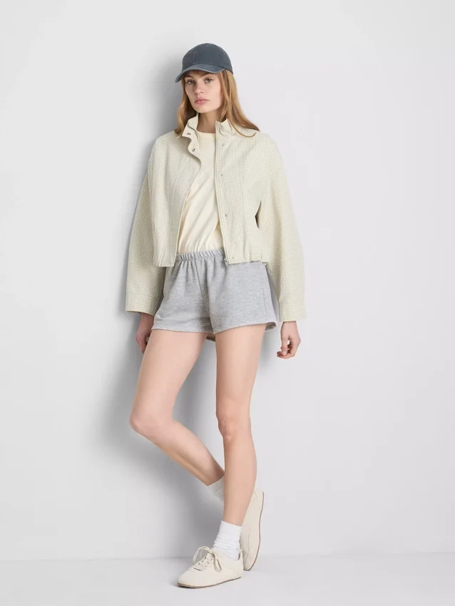 Skinny-shorts i bomullsrik jersey