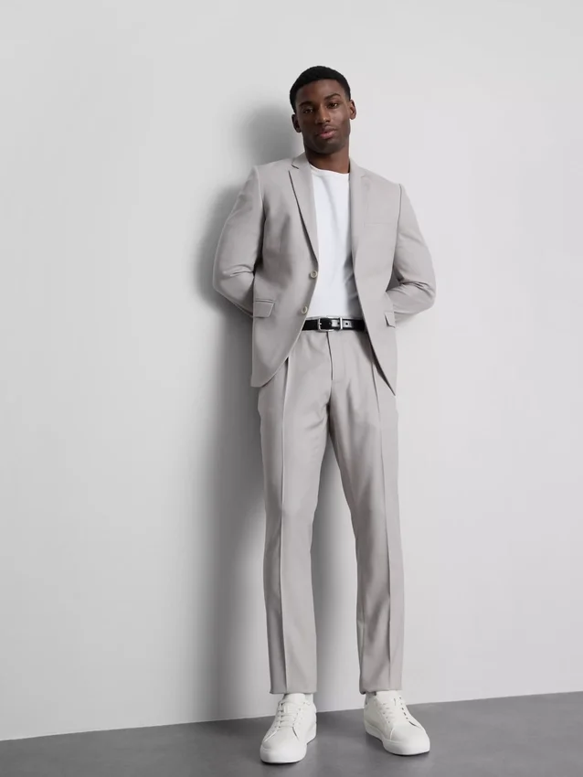 Slim fit-byxor i dobby-struktur