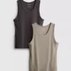 Slim fit-linne med ribbade kanter