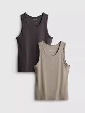 Slim fit-linne med ribbade kanter