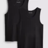 Slim fit-linne med ribbade kanter