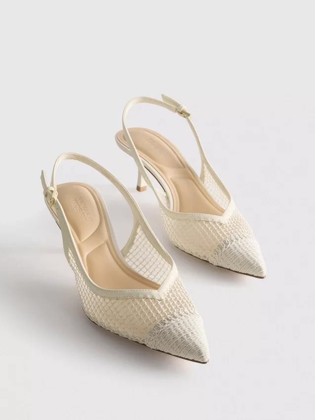 Slingback-klackskor i mesh med bred passform