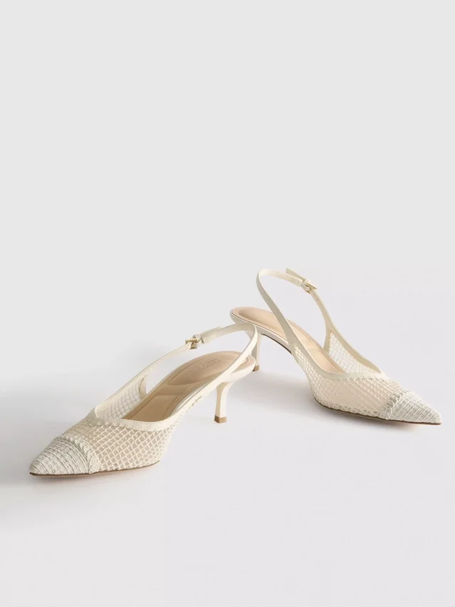 Slingback-klackskor i mesh med bred passform
