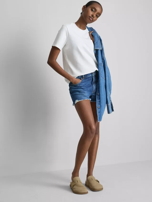 Slitna jeansshorts