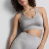 Sömlös, högblank aktiv crop top
