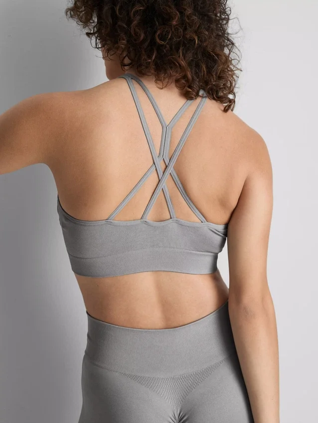 Sömlös, högblank aktiv crop top