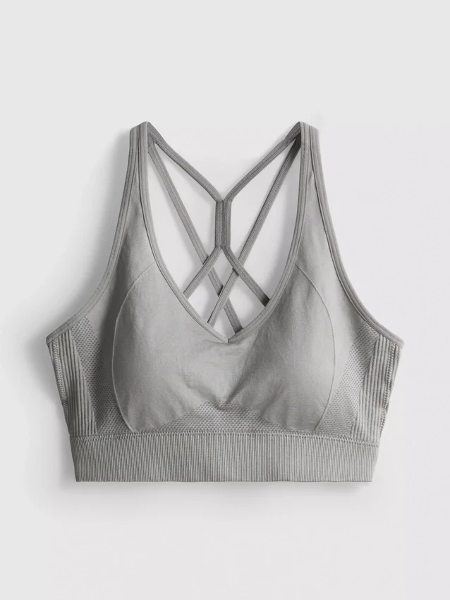 Sömlös, högblank aktiv crop top