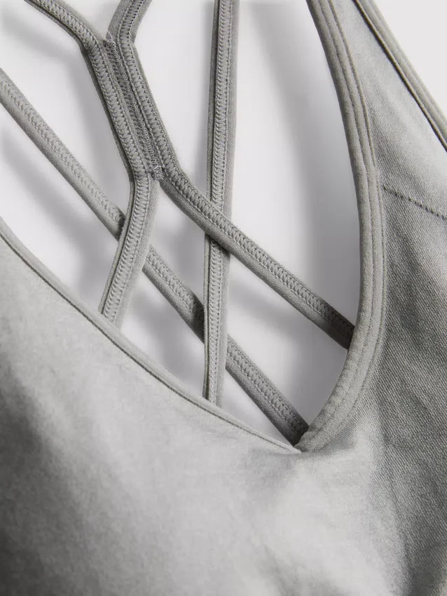 Sömlös, högblank aktiv crop top