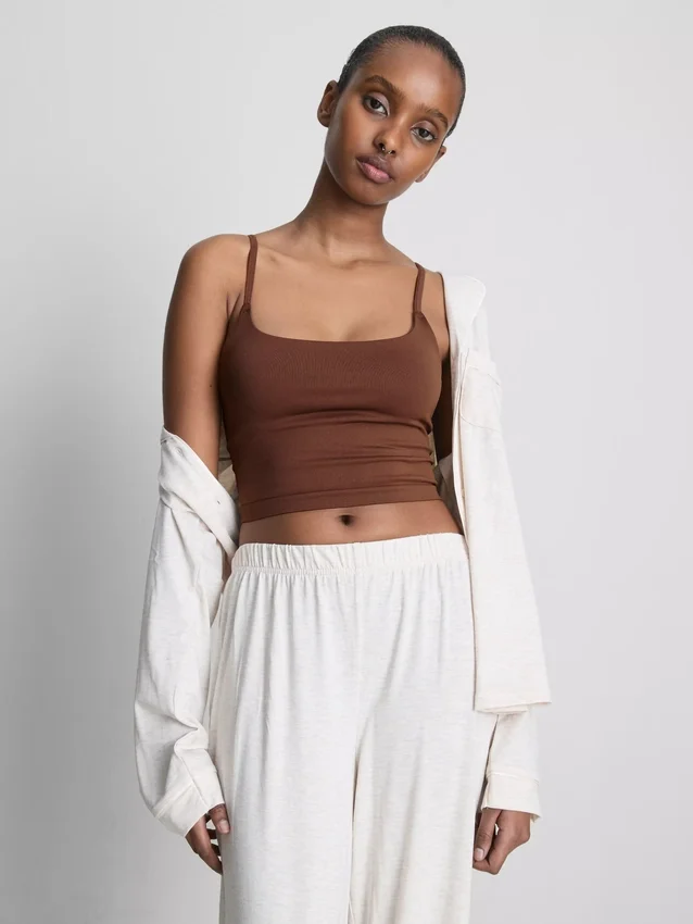 Sömlös, kort pyjamas-cami-top