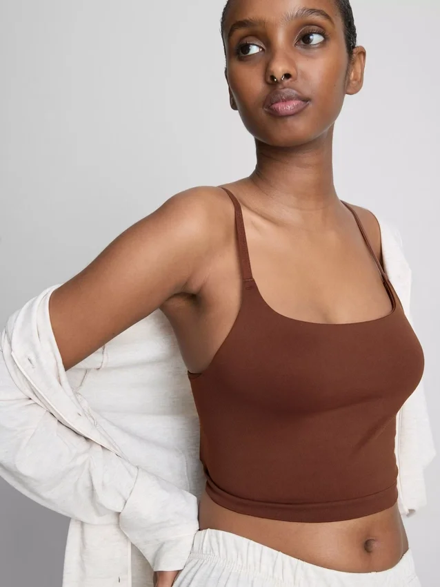 Sömlös, kort pyjamas-cami-top