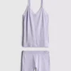 Sömlös pyjamasar med kort topp och shorts