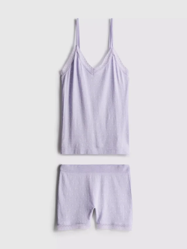 Sömlös pyjamasar med kort topp och shorts