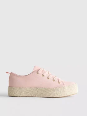 Sneakers i canvas och jute med plattform