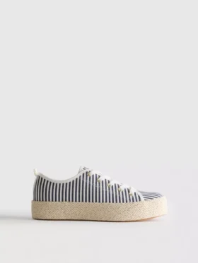 Sneakers i canvas och jute med plattform