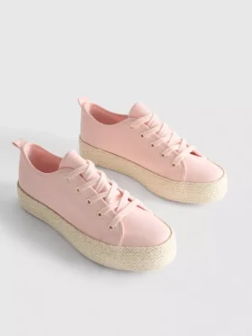 Sneakers i canvas och jute med plattform