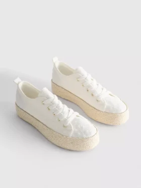 Sneakers i canvas och jute med plattform
