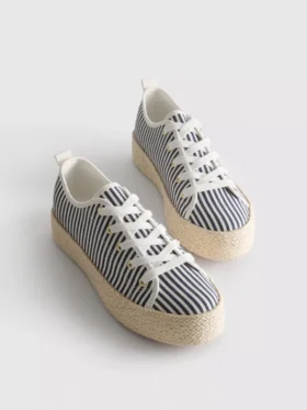 Sneakers i canvas och jute med plattform