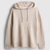 Stickad hoodie med dragsko
