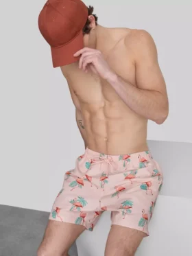 Strandshorts med flamingomönster