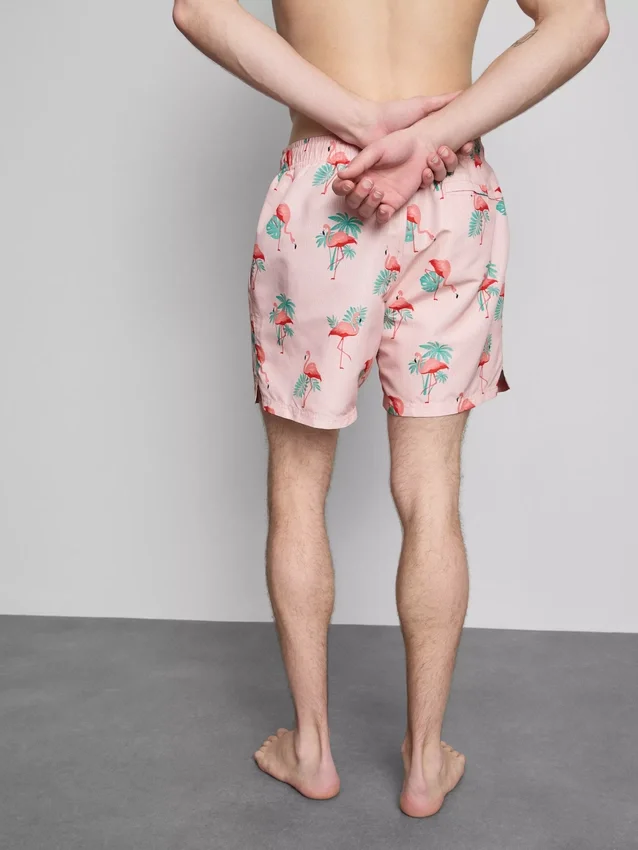 Strandshorts med flamingomönster