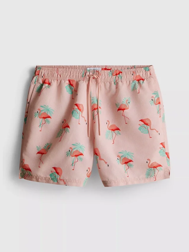 Strandshorts med flamingomönster