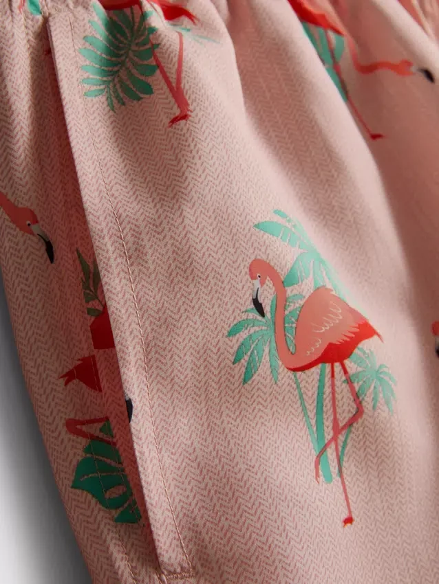 Strandshorts med flamingomönster