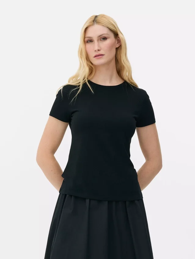 Stretch-T-shirt med rund hals