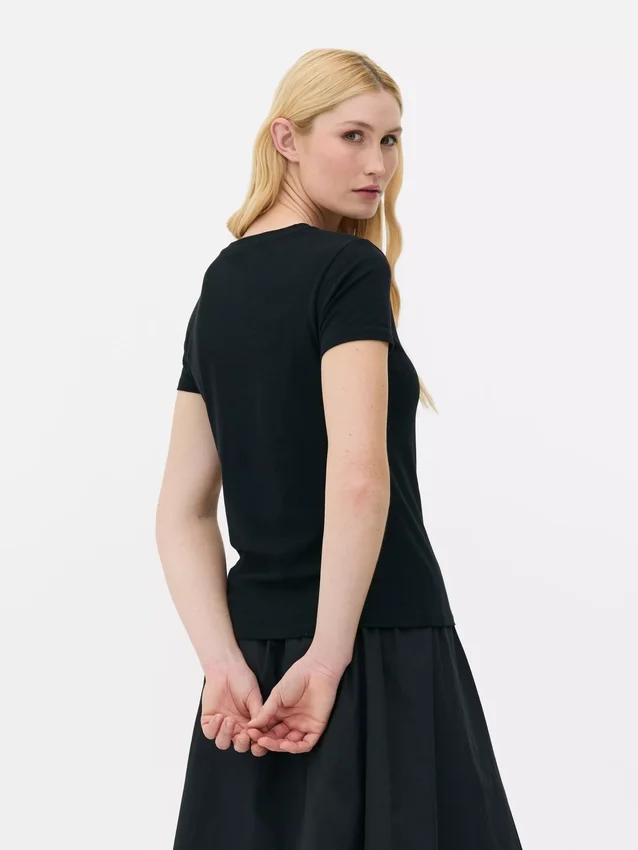 Stretch-T-shirt med rund hals