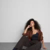 Stretchig cami-top i bomullsrikt material