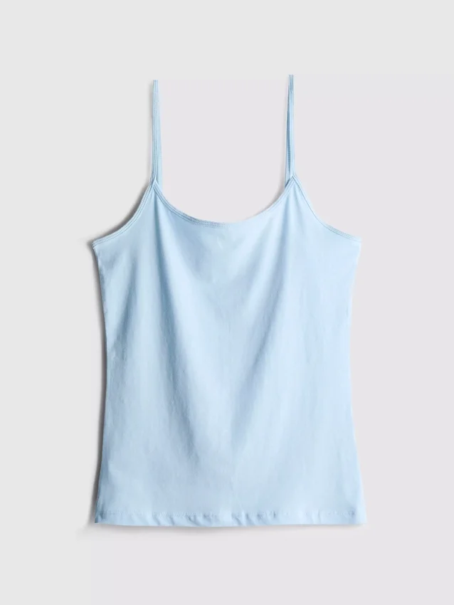 Stretchig cami-top i bomullsrikt material