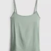 Stretchig cami-top i bomullsrikt material