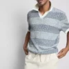 Strickad polotröja med strukturerade ränder