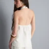 Strukturerad halterneck-top med knappar