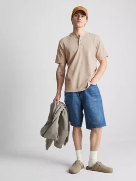 Strukturerad henley-t-shirt