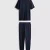 Strukturerad lång pyjamasar