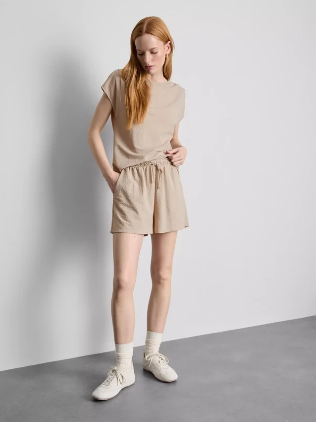 Strukturerade shorts med dragsko